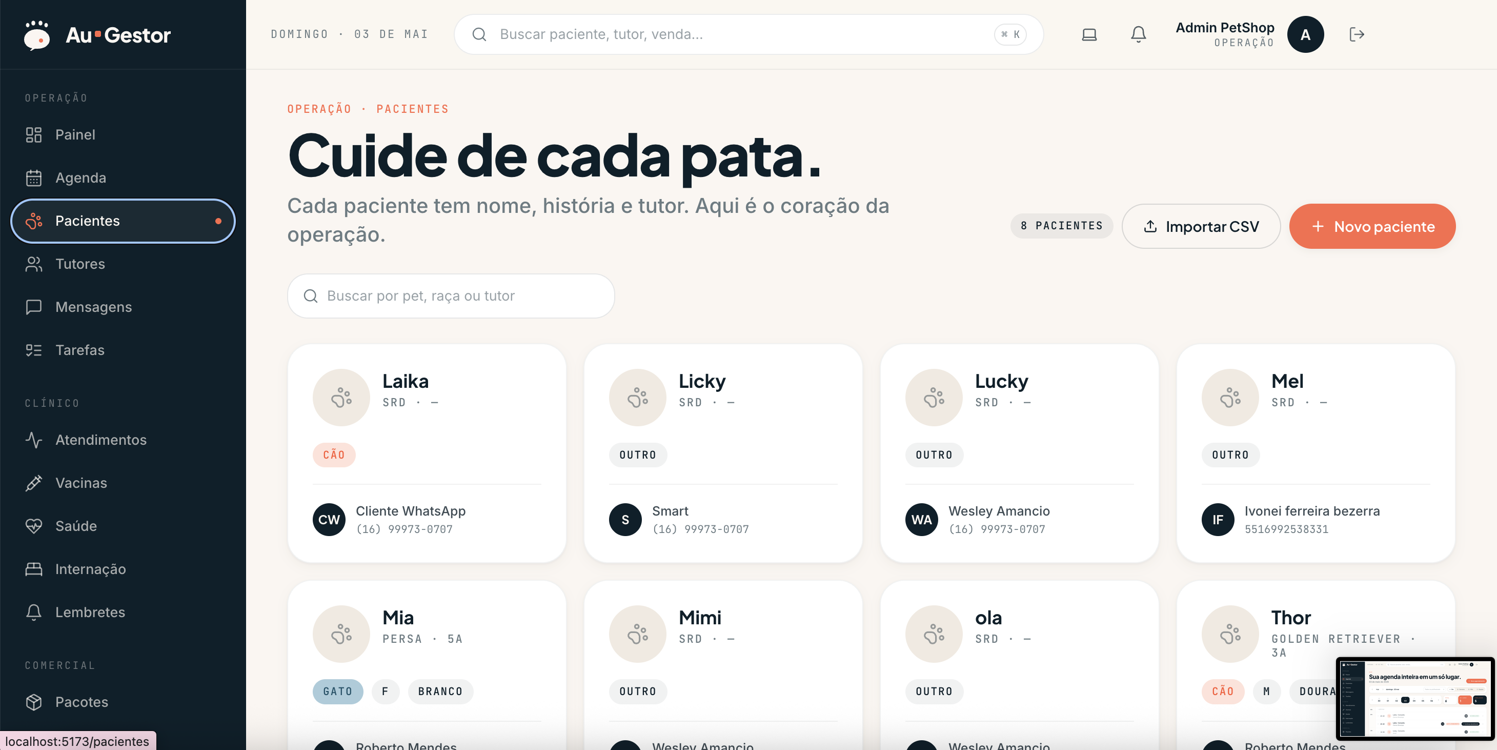 Cuide de cada pata. — funcionalidade do AuGestor para clínicas veterinárias e petshops